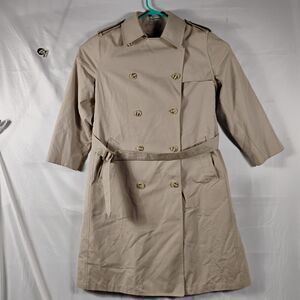 Misty Harbor Trench Coat Jacket Women's 12P Khaki Tan Zip Out Liner Retro